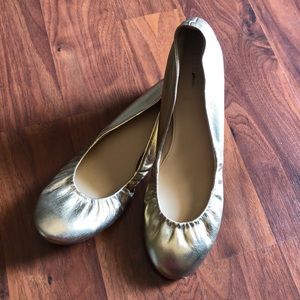 Gold J.Crew Ballet Flats
